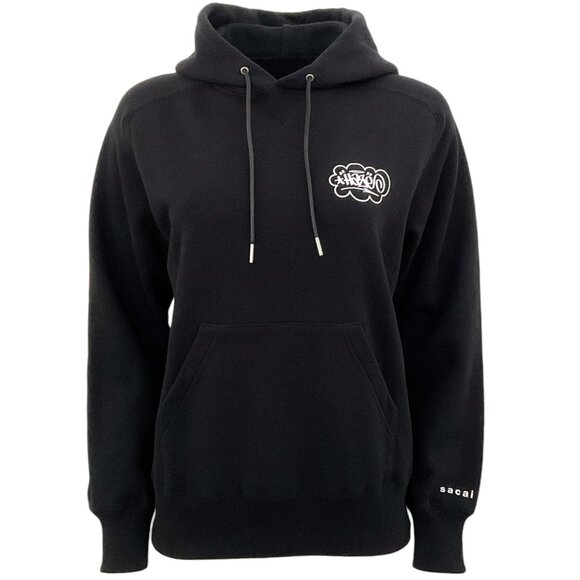 Sacai Tops - Sacai Black Cotton Hooded "One Kind Word" Sweatshirt